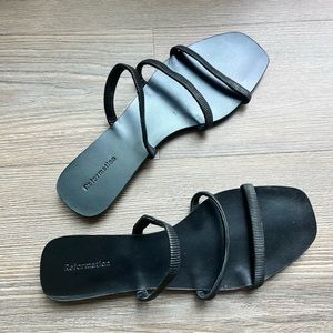 Reformation Black Ruched strap sandals